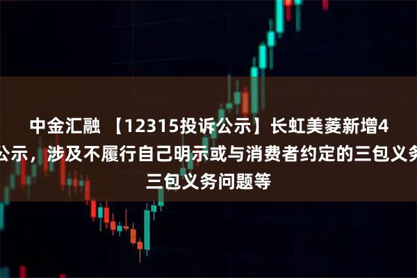 中金汇融 【12315投诉公示】长虹美菱新增4件投诉公示，涉及不履行自己明示或与消费者约定的三包义务问题等