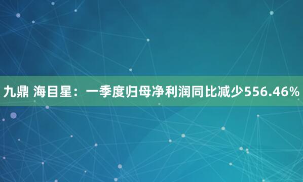 九鼎 海目星：一季度归母净利润同比减少556.46%